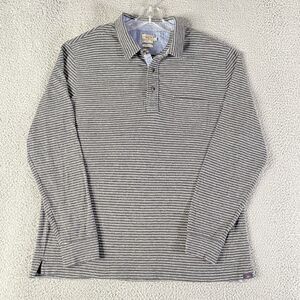 Faherty Luxe Heather Polo Shirt Mens XL Gray Striped Long Sleeve Organic Cotton